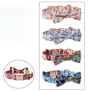 Cotton floral rose gold buckle Dog bow collar