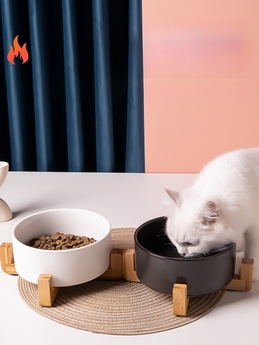 Ceramic anti-tip neck protection pet food bowl (cats/dogs)