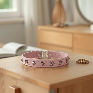 Genuine leather star and moon collar