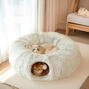 Folding breathable cat and dog cave tunnel pet bed
