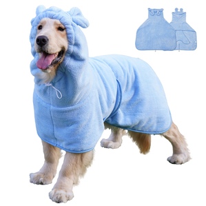 Blue coral fleece absorbent pet bathrobe