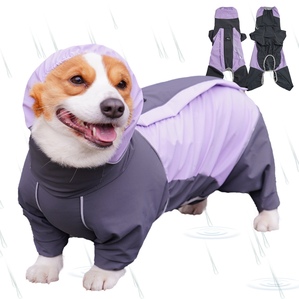Four-legged full-cover waterproof pet rain Clothes that cover the belly and are easy to wear with contrasting colors
