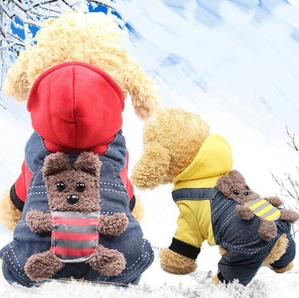 Four-legged thickened double-layer cotton coat with back bear cub pet clothes