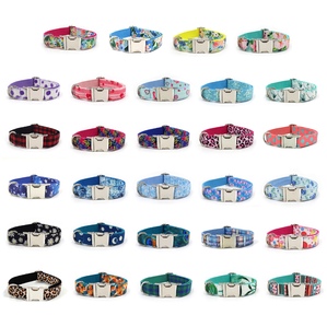 Fashionable printed silver buckle Laser engraved dog collar