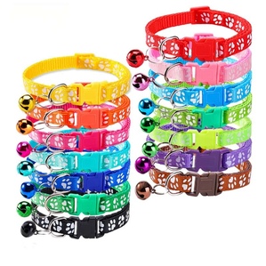 Bell-printed dog paw print pet collar for cats and dogs