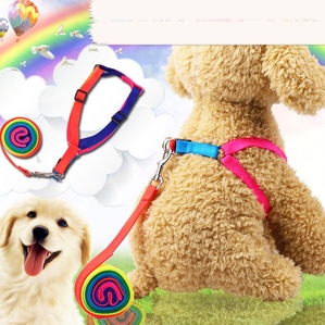Colorful rope chest harness 1.5/1.0cm cute dog leash
