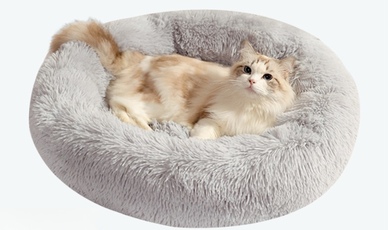 Plush round cat and dog bed pet mat