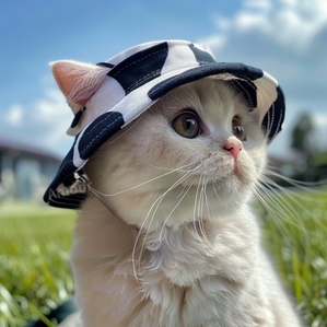 Sun pet hat with exposed ears, Devon cat summer fisherman headdress