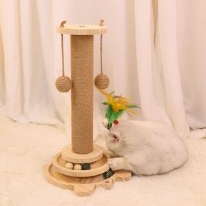 Solid wood sisal cat climbing frame turntable scratching board self-entertainment toy