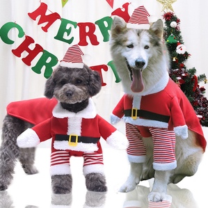 Big Dog Santa Claus Costume, Fleece Funny Two-legged Costume