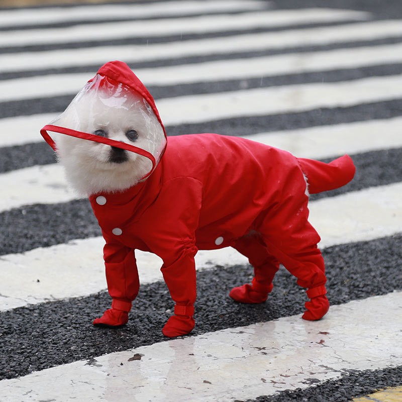All-inclusive pet dog four-legged one-piece waterproof raincoats and rain boots