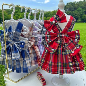 Pet JK plaid dress with leash