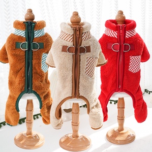 Pet outing double traction buckle four-legged fleece winter clothing