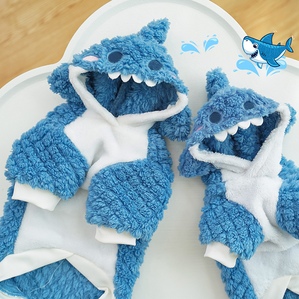 Shark cute plush thickened pet clothes