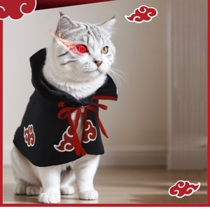 Cat cosplay Naruto Akatsuki Red Cloud black cape costume
